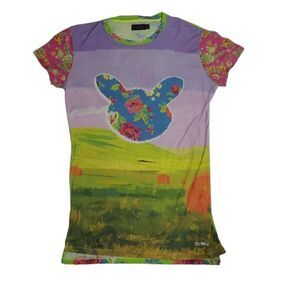 DR MARTENS multi floral daze‎ short sleeve tee shirt dress RARE L